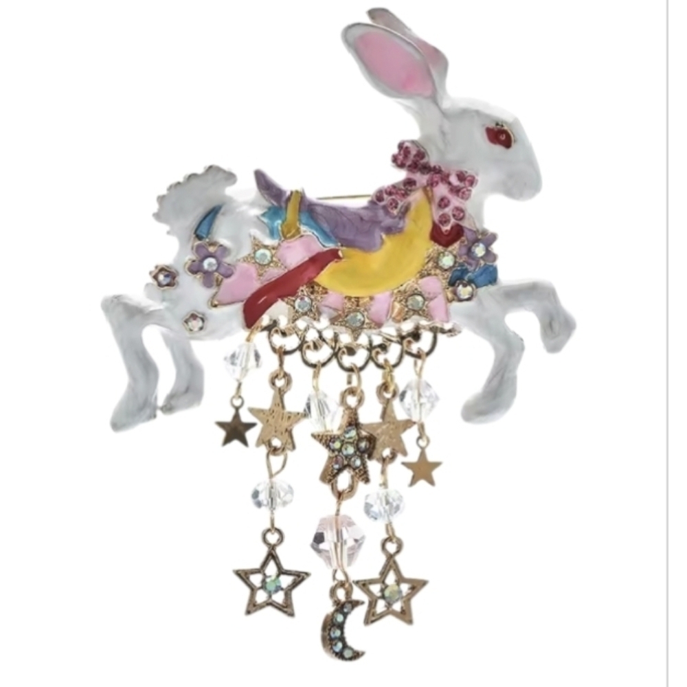 Carousel Rabbit Statement Brooch | NWOT